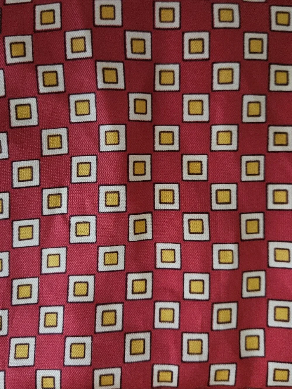 VTG ROBINSON & GOLLUBER Red Geometric Micro Diamond Paisley Border Scarf | SZ 35